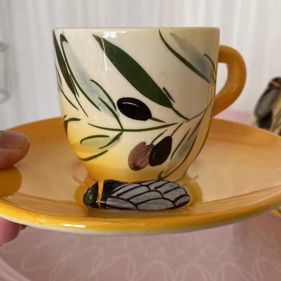 Vintage Provençal F. Sicard 1/2 tasse cup + saucer & milk pot! - Picture 4 of 17